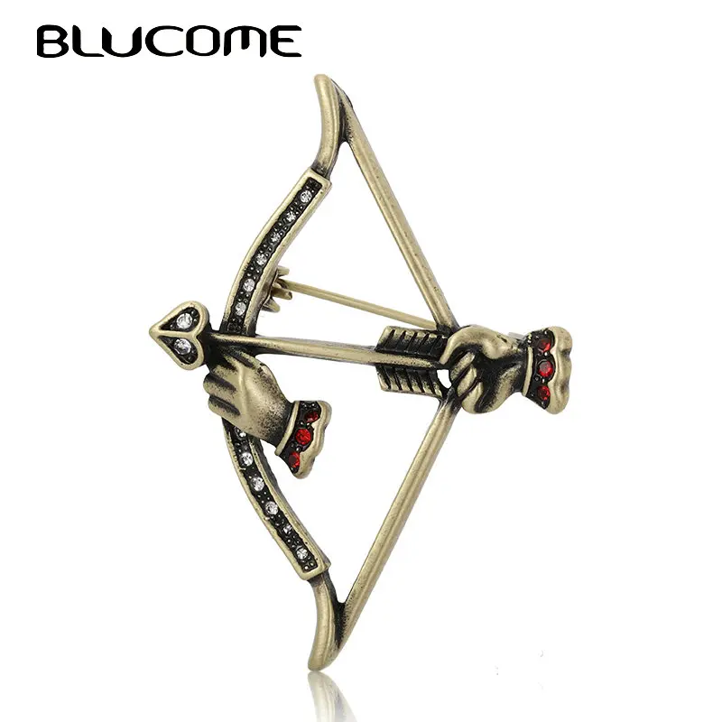 Женская Винтажная брошь Blucome черная с инкрустацией стразами в форме стрелы