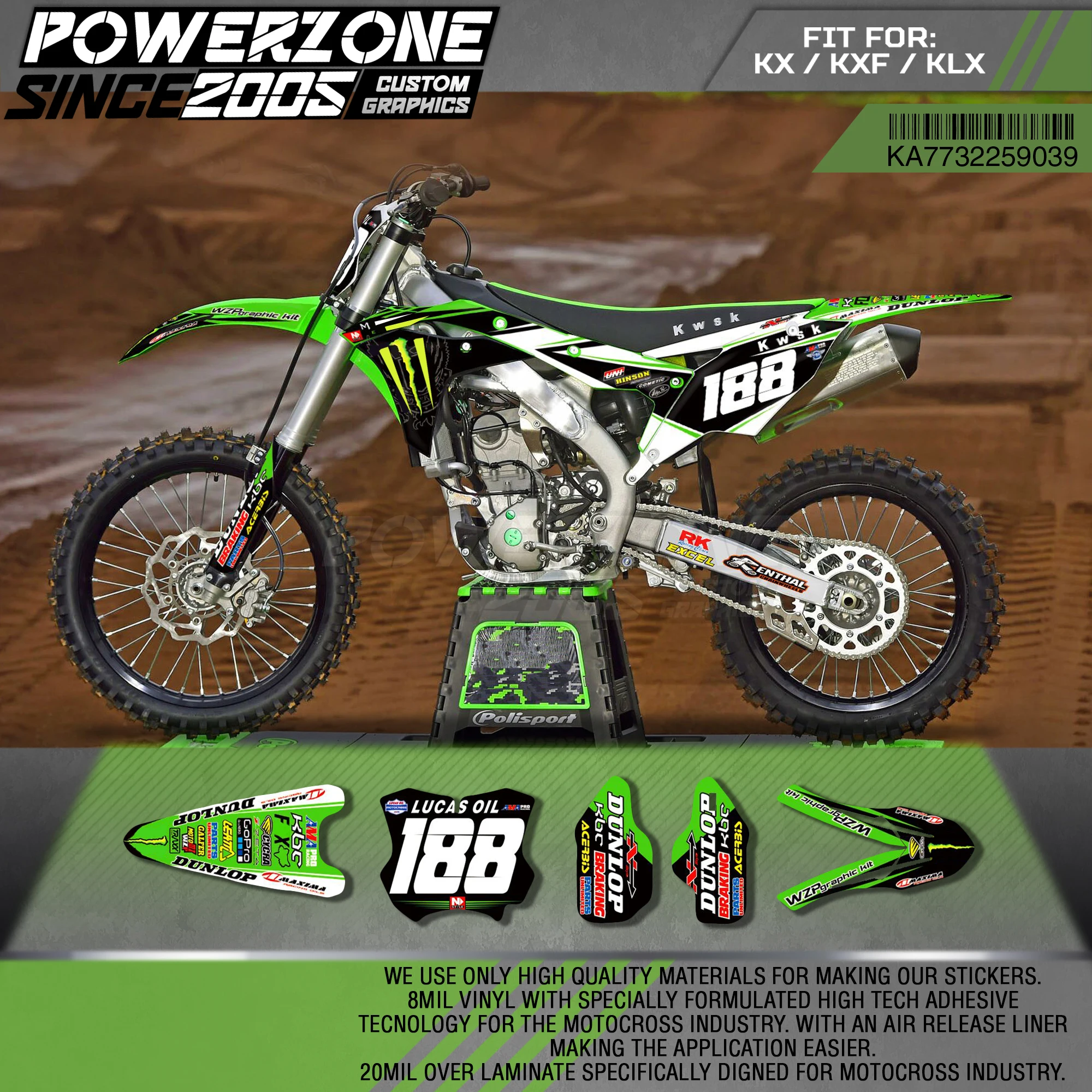 Персонализированные графические наклейки PowerZone Team 3M Набор наклеек для Kawasaki