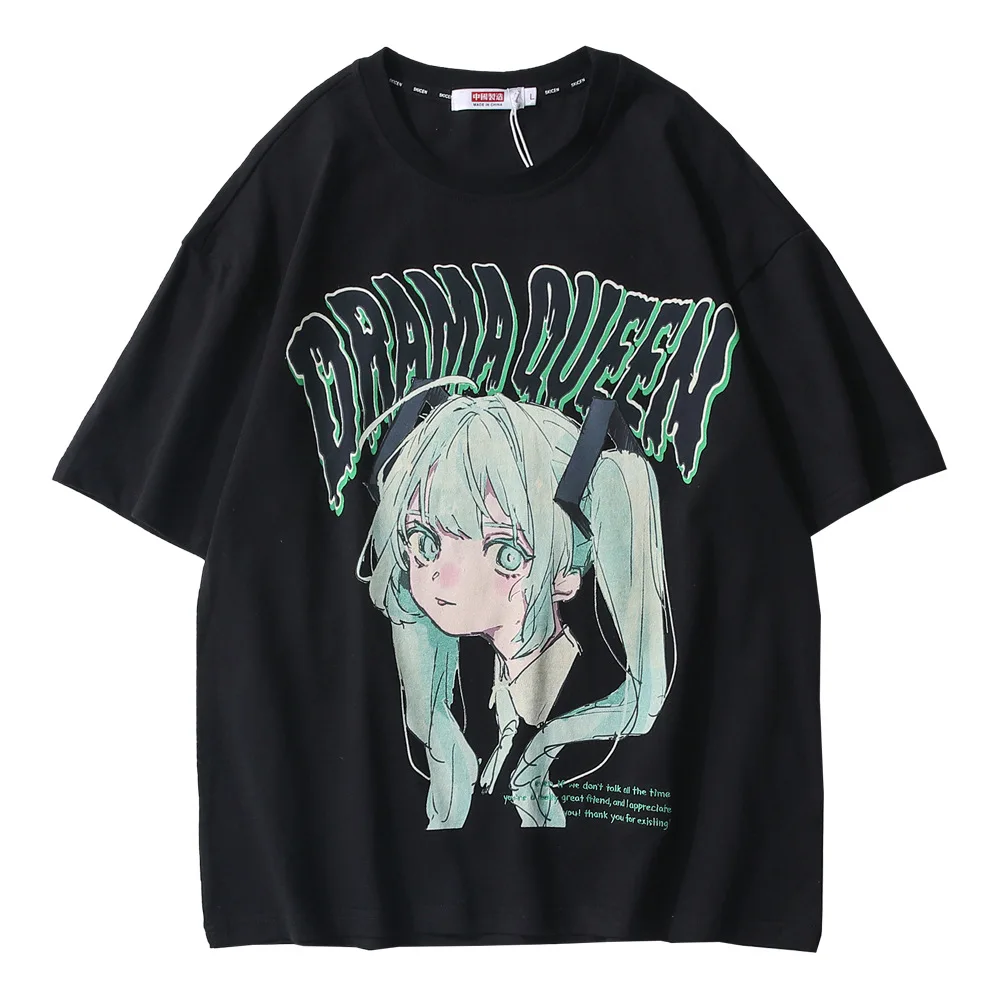 

Men T Shirt Streetwear Harajuku High Street Anime Girl Hip Hop Tshirt New Oversize 100% Cotton Tops Tees Male Couple T-Shirt