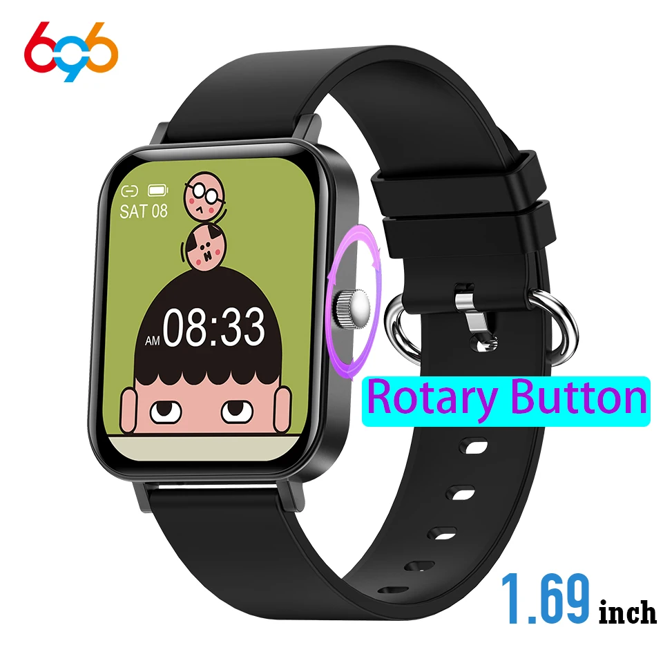 

Lovely Rotary Button Smartwatch 1.69 Inches Smart Watch Heart Rate CF82 Sport Bracelet Wristbands For Android Huawei Xiaomi IOS