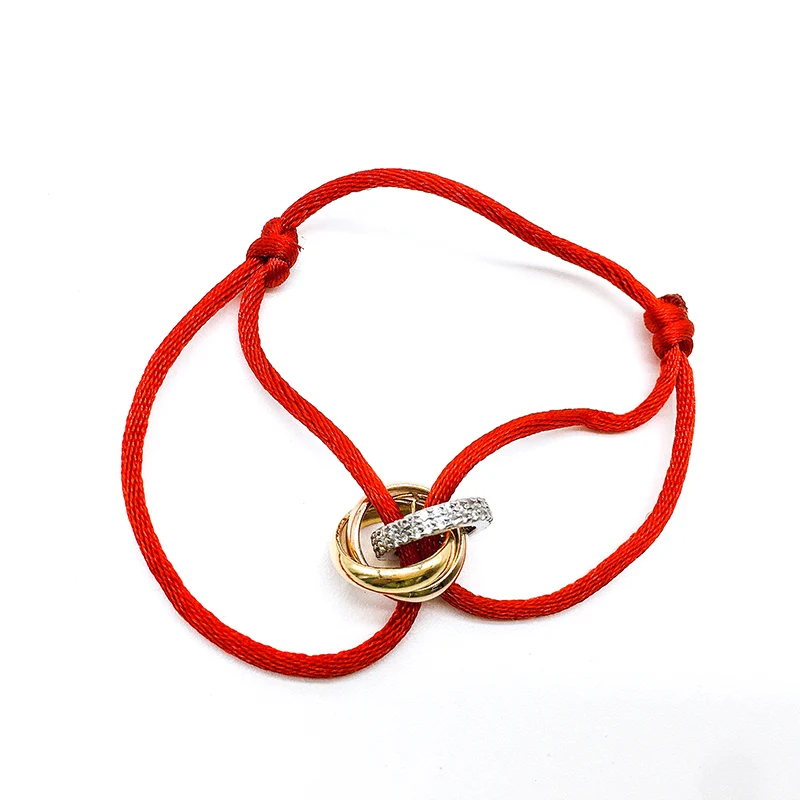 

Hot selling couple rope bracelet 3 metal zircon buckles adjustable men and women essential gifts women's accessories jewelry