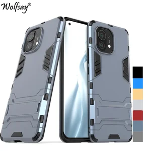 for cover xiaomi mi 11 case bumper hybrid stand silicone armor back case for xiaomi mi 11 cover for xiaomi mi 11 mi11 6 81 inch