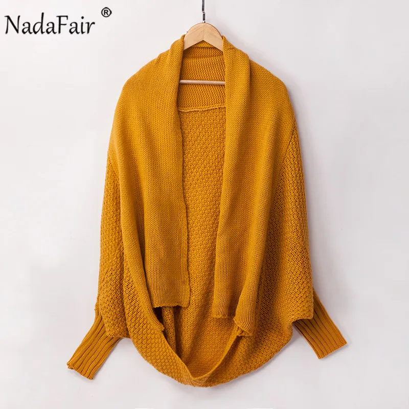 Nadafair вязанный длинный кардиган с рукавом летучая мышь, Женский вязаный осенний Повседневный зимний свитер, кардиган, женский джемпер, пальто