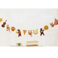 cute banners kids happy birthday banner party baby shower kids favors forest animals bunting garland supplies home decoraion