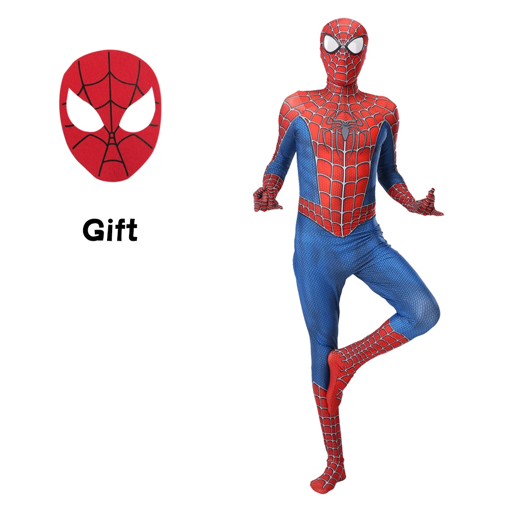 

Classic Anime Cosplay Spider Costume Bodysuit Removable Mask Halloween Zentai Suit No Lenses embossed