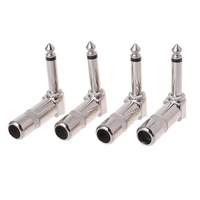 4pcs high quality 14 inch 6 35mm jack right angle male mono plug l shape connector for guitar audio