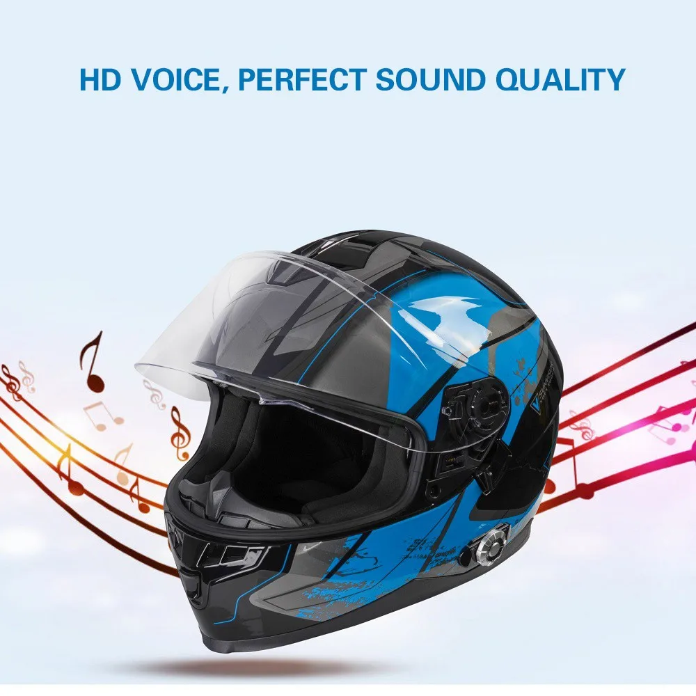 Новинка умный мотоциклетный Bluetooth шлем встроенный в Полулицо FM поддержка 6