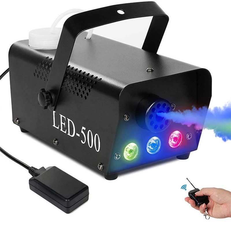 Buy Máquina de humo con luces LED RGB, dispositivo de niebla con Control remoto inalámbrico para fiestas, bodas, Halloween y Navidad, 500W, DJ