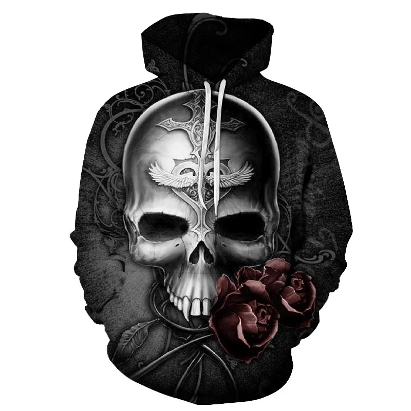 Толстовка мужская с забавным 3D-принтом черепа уличный пуловер в стиле Харадзюку