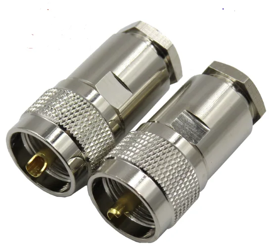 4pcs UHF Male Clamp PL259 SO239 Connector Socket Clamp Solder For RG5 RG6 LMR300 5DFB 5D-FB Cable Brass RF Coaxial Adaptor