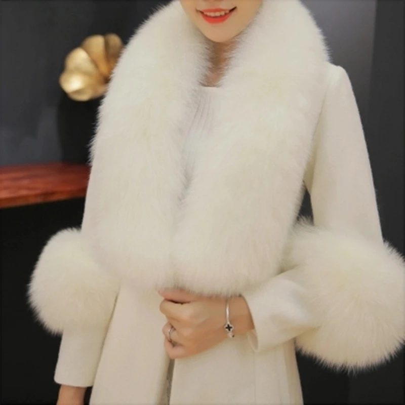 Женское длинное белое шерстяное пальто куртка большого размера из 2020-ной шерсти