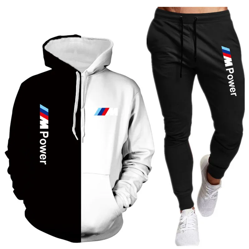 

New 2 piece sportswear printed men's hooded sweatshirt + pantsPullover hooded sportswear suit casual sports men's clothes