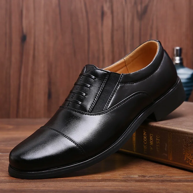 

Mazefeng Luxury Brand PU Leather Fashion Men Business Dress Loafers Pointy Black Shoes Oxford Breathable Formal Wedding Shoes 45