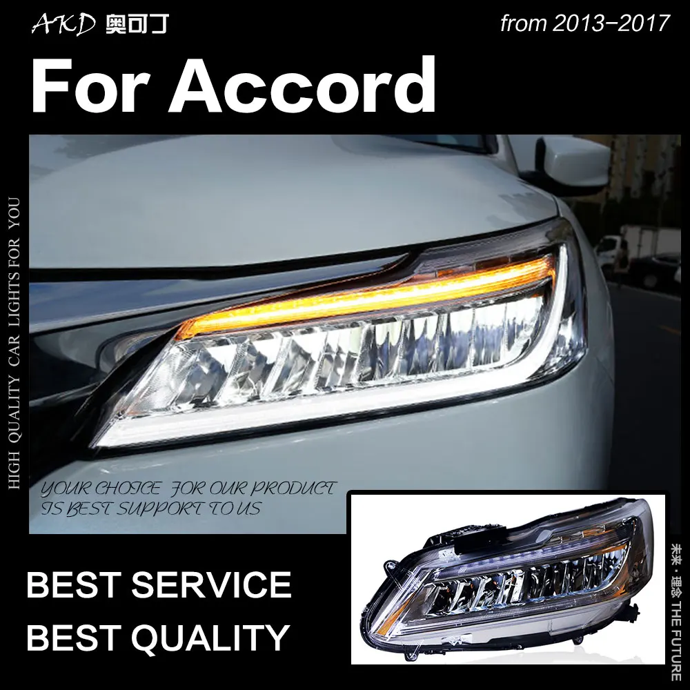 AKD автомобильный Стайлинг налобный светильник для Accord s 2013 2017 новый светодиодный