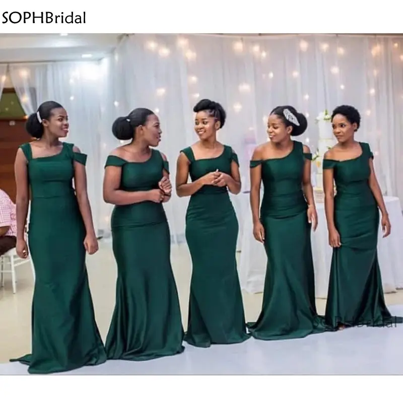 

Новое поступление платья подружки невесты русалка с открытыми плечами длинное атласное свадебное вечернее платье 2021 африканские женские п...