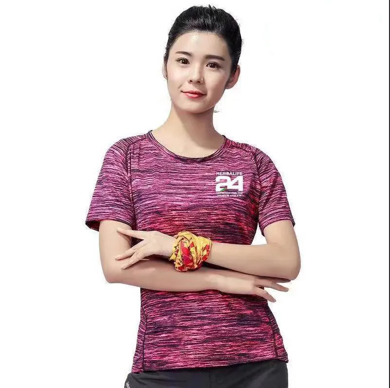 Женская быстросохнущая футболка Herbalife камуфляжная спортивная с коротким рукавом