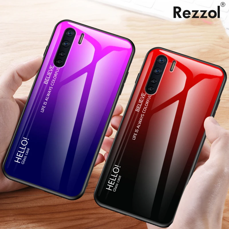 Для OPPO F15 чехол из закаленного стекла с градиентом жесткий для телефона A91