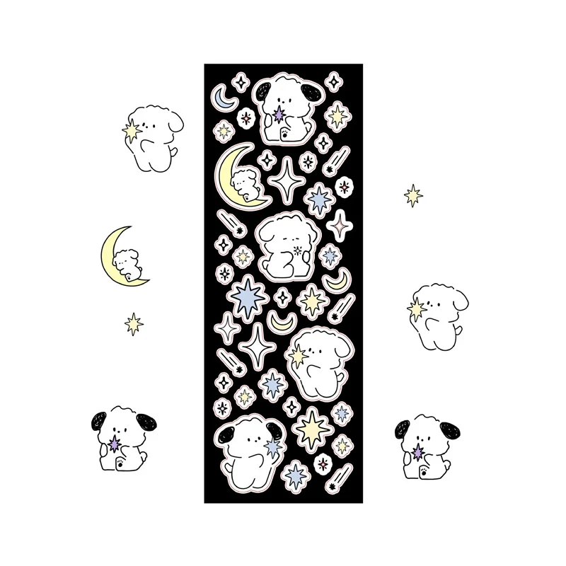 Ins Милая мультяшная собака лазерная наклейка красочный Справочник декорация