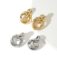 lifefontier classic design gold silver color twisted small stud earrings metal statement earrings for women jewelry gift 2021