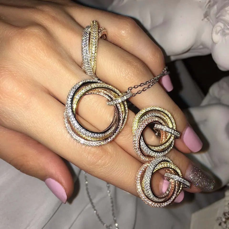 XC347 Роскошные дизайнерские ювелирные украшения из стерлингового серебра с блестящим цирконом для женщин милые и прелестные.