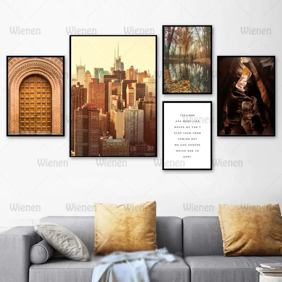 

Закат пейзаж живопись холст Nordic Марокко двери море лес настенные художественные плакаты и принты настенные картины для Декор в гостиную