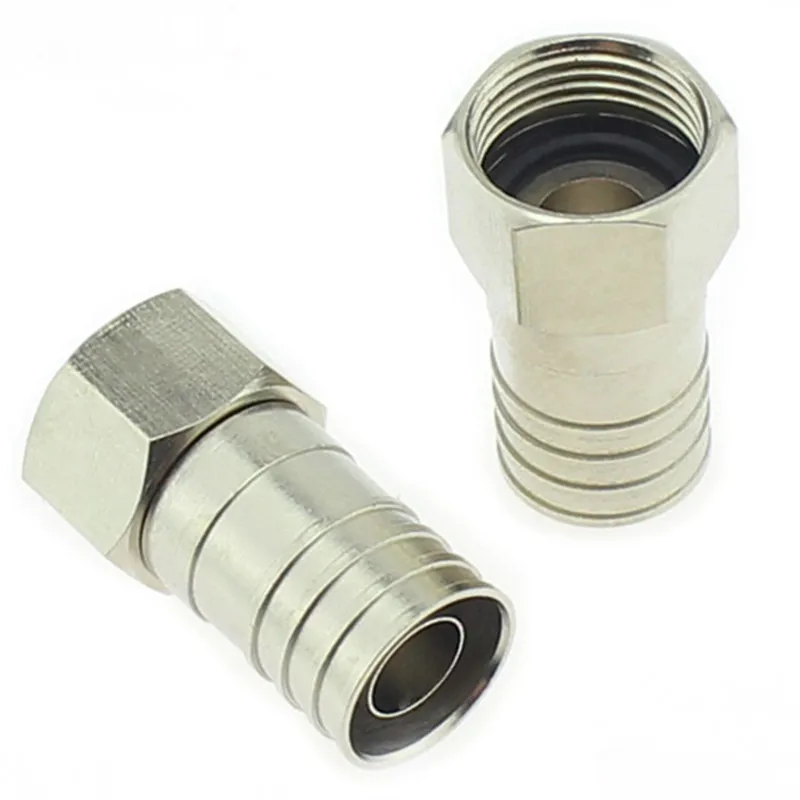 

Free Shipping50pcs 75-5 F Plug Connector Screw On Type For RG6 Satellite TV Antenna Coax Cable Twist-on RG6 Cold pressing F Plug