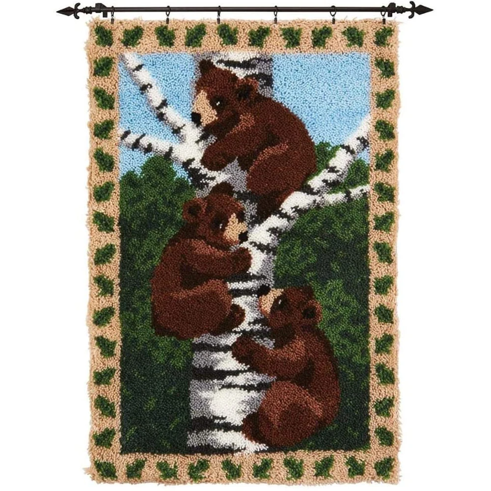 

Latch hook kit with Pre-Printed Pattern Crafts for adults Carpet embroidery set Knotted carpet kit Tapestry Bear Diy Hook mat