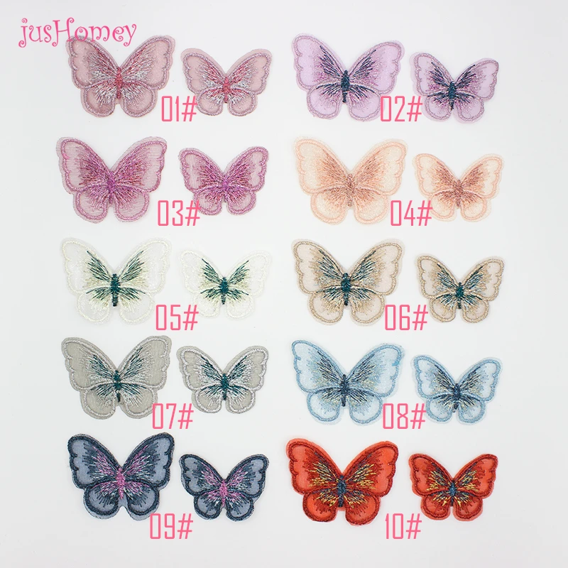 30 шт. шикарная вышивка из органзы с аппликацией в виде бабочек тканевые бабочки