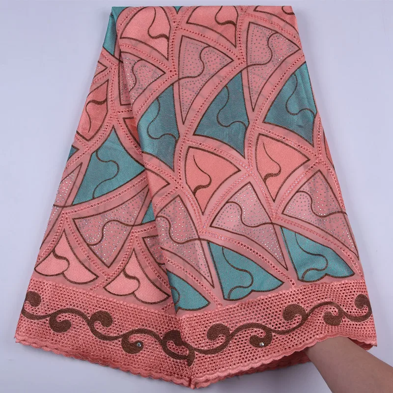 Персиковое хлопковое кружево швейцарская вуаль в Швейцарии с камнями Новая