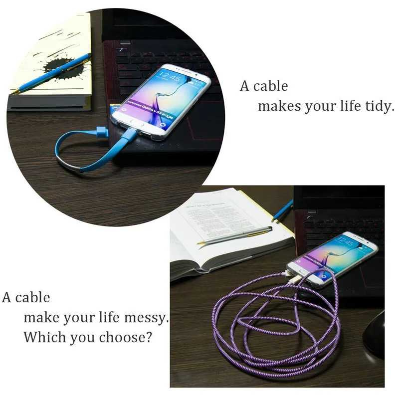 USB Cable for iPhone XS 6S 7 Plus X For Samsung S6 S7 xiaomi Wristband Bracelet Micro Wire Sync Data Charger Cord | Мобильные