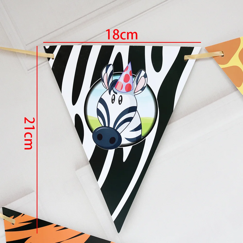 

Party Decorations Animal Pattern Triangle Tropical Forest Rainforest Spotted Leopard Pennant Animal Forest Theme Pull Flag