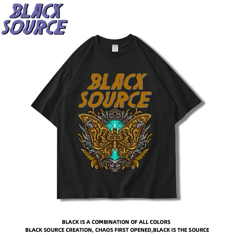 

Hip Hop Oversize T Shirt Men Streetwear Harajuku Color Butterfly Tshirt Short Sleeve Cotton Loose HipHop T-Shirt Plus Size
