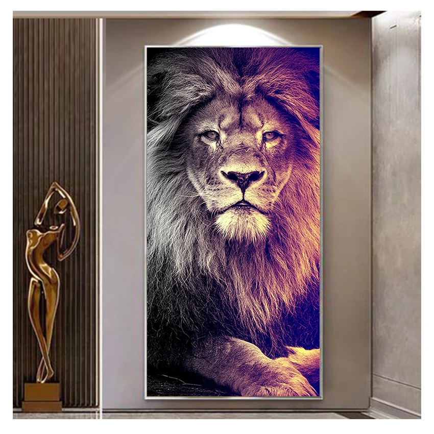 

Art Painting Posters and Prints Cuadros Wall Art Picture for Living Room Home Decor Lions wild animal lion king Canvas