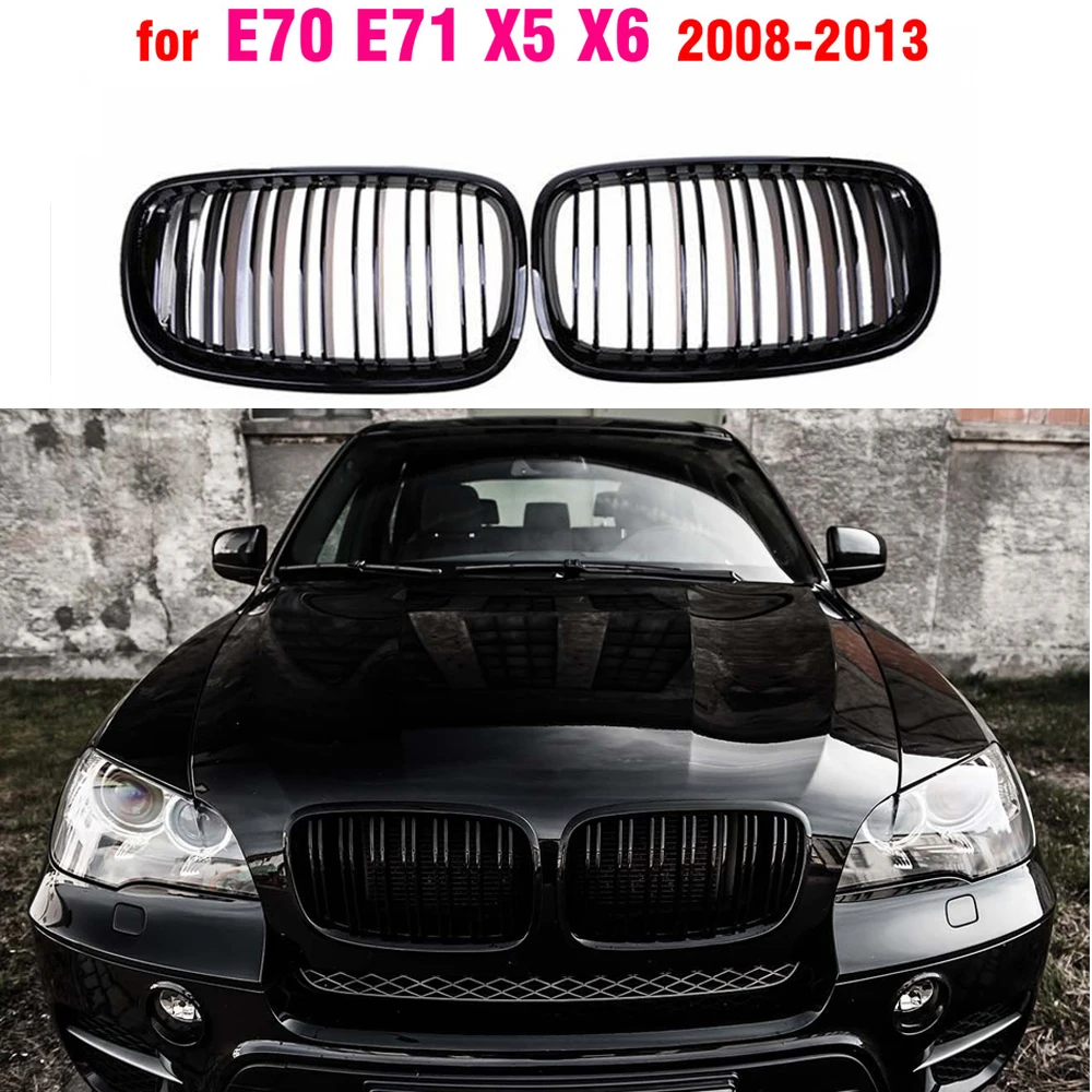 BLACK Grille ABS Front Replacement Hood Kidney Grill For BMW E70 E71 X5 X6 2007 2008 2009 2010 2011 2012 2013 2014