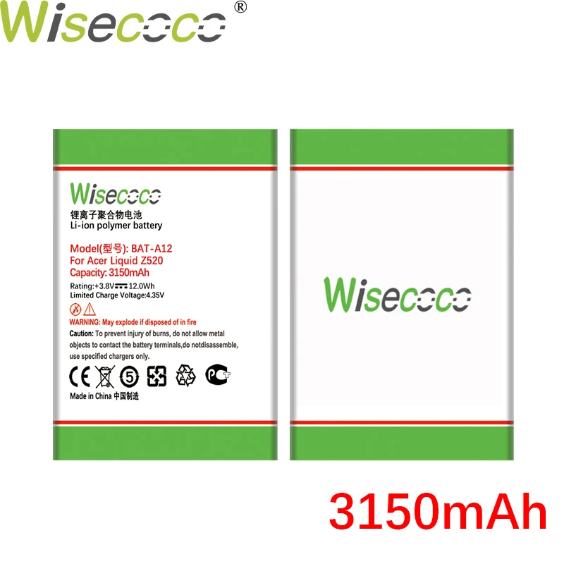 WISECOCO 3150mAh BAT-A12 батарея для Acer Liquid Z520 мобильный телефон igh Качество + номер
