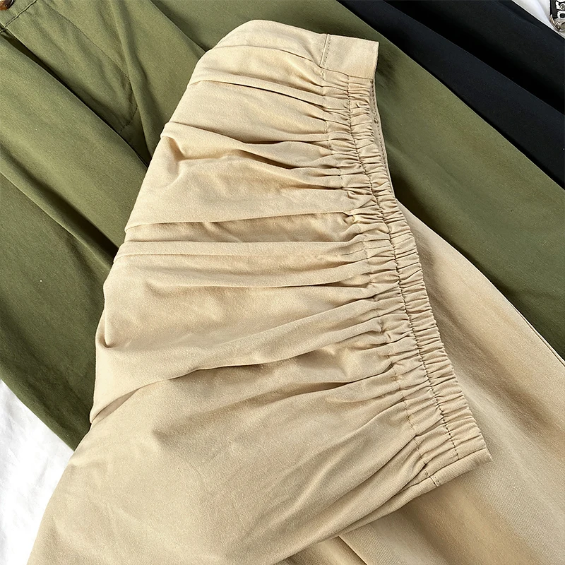 

KUSAHIKI 2021 Spring Causal Cargo Pants Korean High Waist Anke-length Trousers Women Fashion Safari Style Pants Mujer 6E002