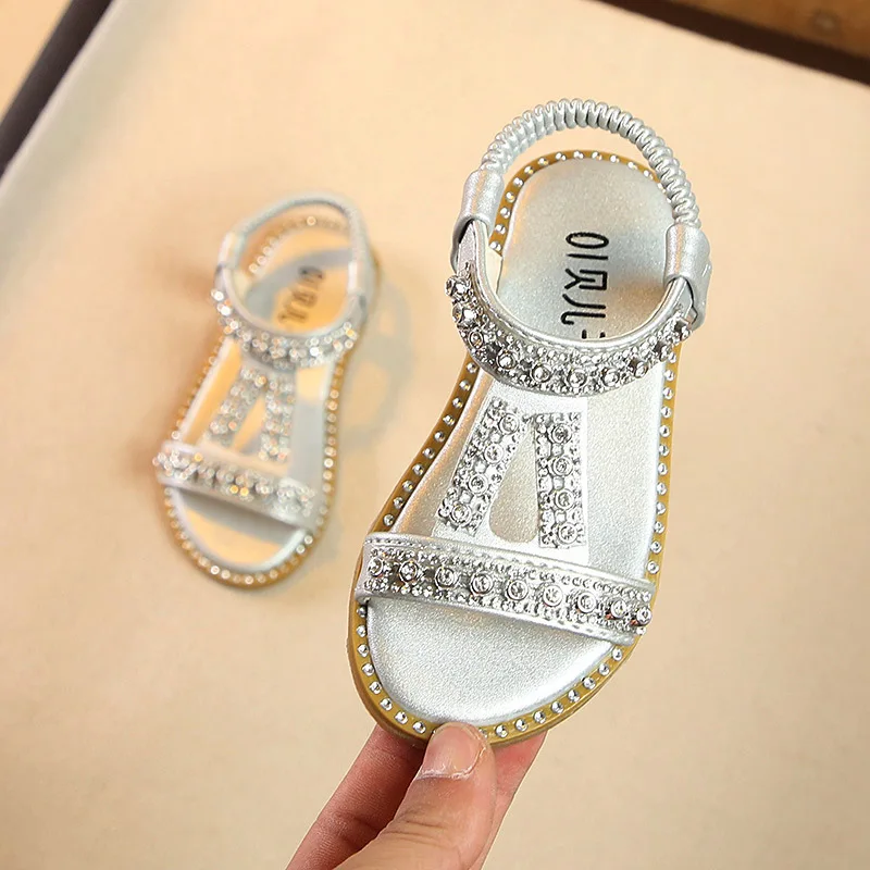 

2021 Kids Rhinestone Princess Sandals Summer Girls Fashion Dress Shoes Sandals Girls Children Gladiator Shoes Beach Sandals