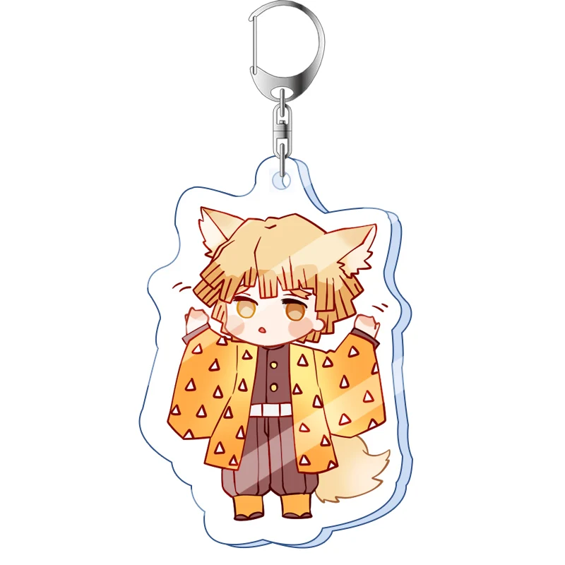 

Demon Slayer Anime Agatsuma Zenitsu Keychain Keyrings Acrylic Double Sided Cartoon Backpack Cell Phone Pendant Xmas Gifts New