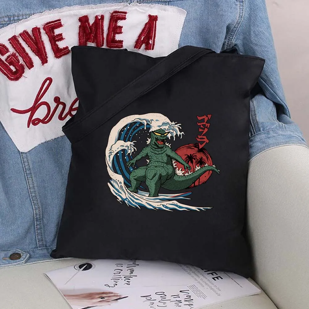 

Women Large Capacity Canvas Tote Shoulder Bag Personality Cartoon Pictures Fabric Reusable Beach Handbags Shopper Bags