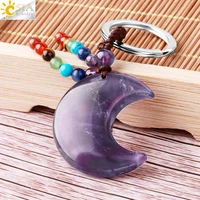 csja natural stone 7 chakra keychain stars moon accessories keychains for girl couple diy motorcycle key chain ring holder g850