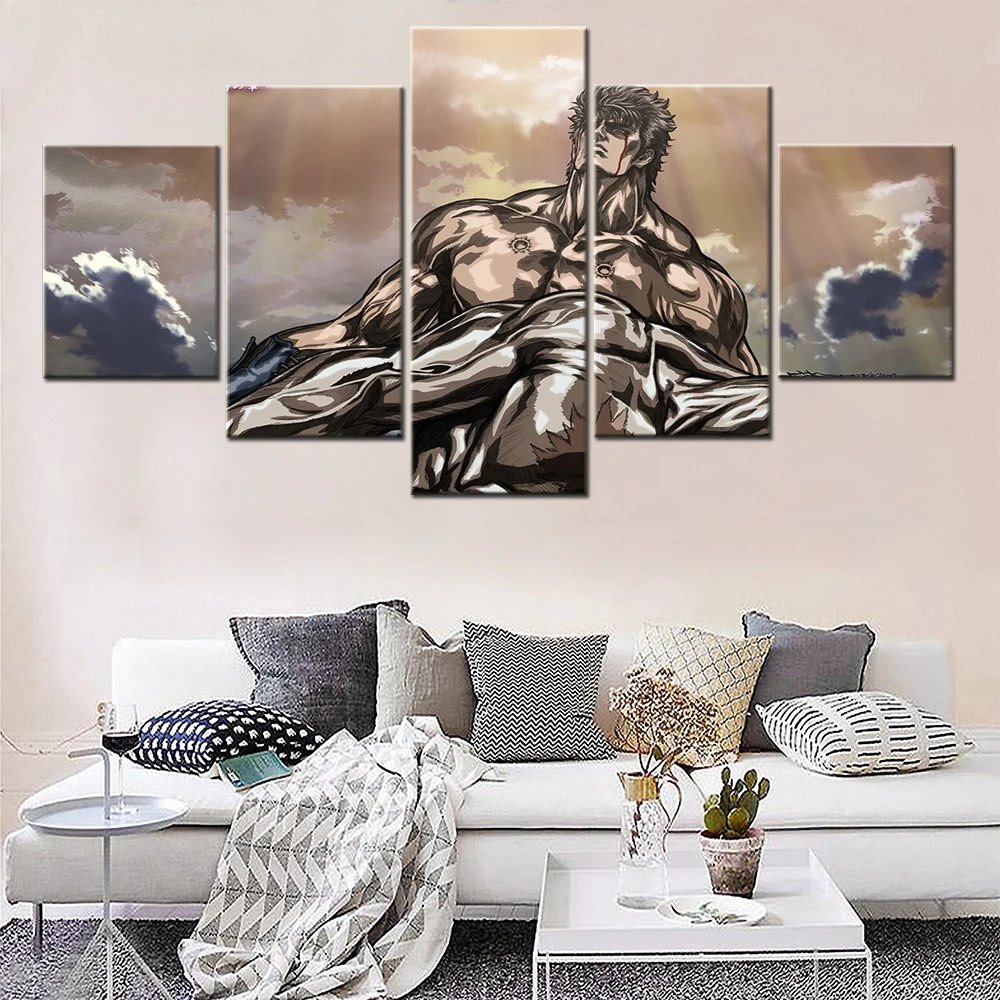 

5 Set Paintings Japan Anime Fist Of The Warrior Canvas Pictures Posters Modern Art Home Decorative Pictures Wall Free Shipping