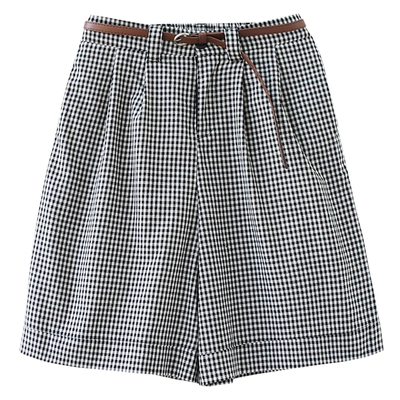 

Cotton Linen Cropped Pants Women's Summer Artistic Large Size High Waist Slimming Plaid Casual Pants Loose All-Matching Wide Leg