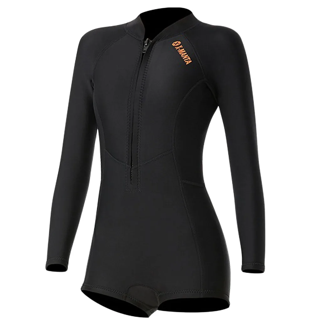 Women Bikini Long Sleeve Zip Elastic Neoprene Wetsuit Swim Suit Women Surfing Suit for Diving Water Sports