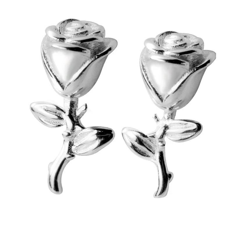 Silver Rose UMODE, новинка, 925 пробы, серебряные серьги для женщин, девушек, желтая роза, цветок, серьги-гвоздики, хорошее ювелирное изделие,, Новые Вечерние, подарок ULE0571 - Цвет камня: Silver Rose