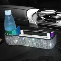crystal car seat gap crevice storage box cup gap holder organizer auto phone crystal diamond phone holder interior accessories