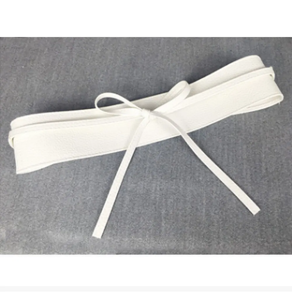 

Women Ladies Stretch Waist Belt Stretch Buckle Bow Wide PU Leather Elastic Slimming Lace Up Waistband Corset Tie Belt