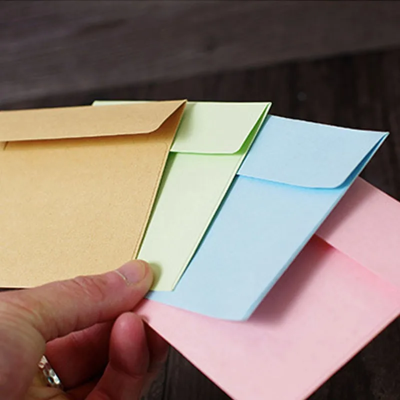 

200pcs Kraft Paper Mini Envelope Business Wedding Invitation Stationery Student Gift Blank Solid Color Stationery Wholesale