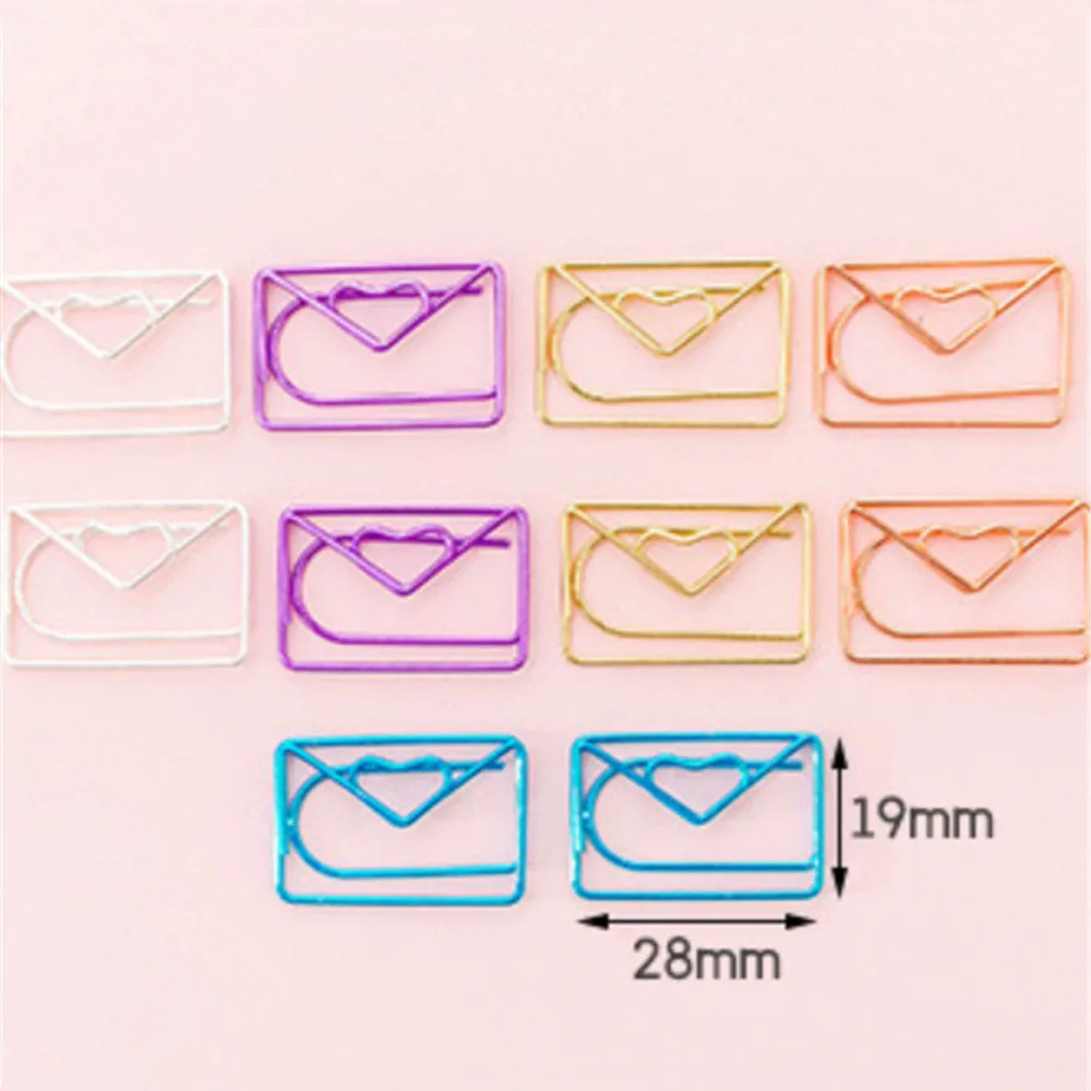 envelope 10 шт./упак. милый кактус бумажный с бантом зажимы Kawaii Канцелярские милые красочные вышивка «звёздочки» или «бриллианты» Форма зажимы канцелярские принадлежности - Цвет: envelope