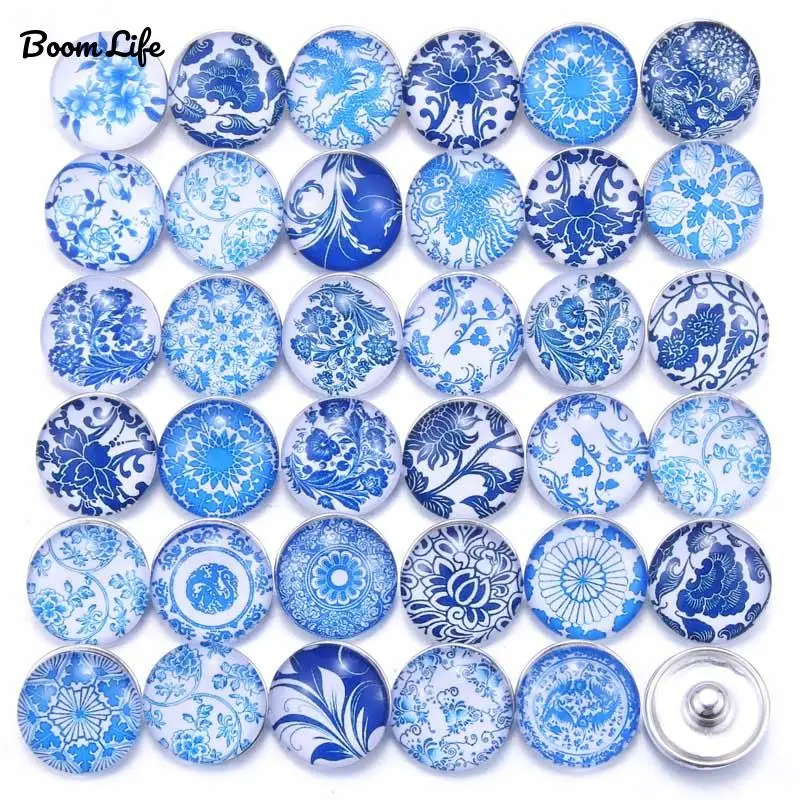 10 шт./лот смешанные узорные стеклянные 18 мм кнопки для самостоятельного