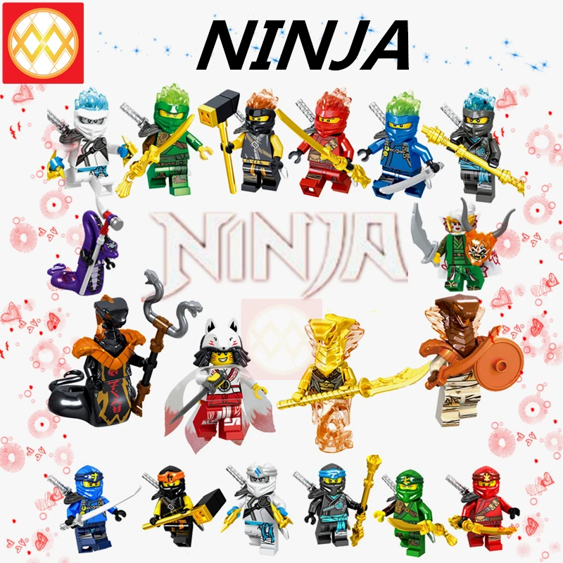 Кубики Akita Ninja COLE ZANE JAY KAI NAY коричневый PYRO змея предок GA115-122 GA123-130 строительные блоки игрушки подарки для детей